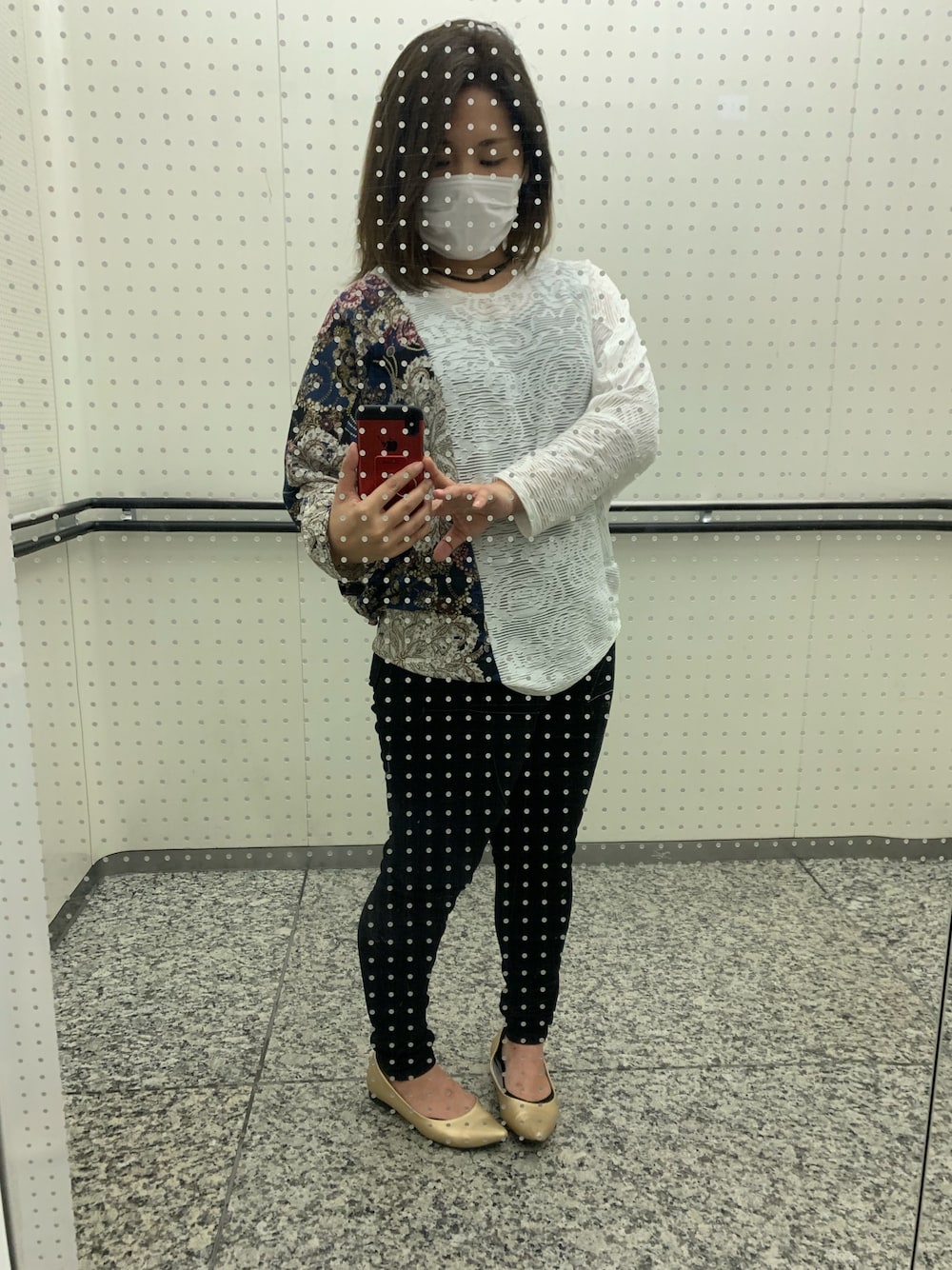 「antiquaのレトロ立体柄変形トップス（その他トップス、ホワイト系）」を使った、ぴろさん（レディース・154cm）の春コーディネートの1枚目の写真