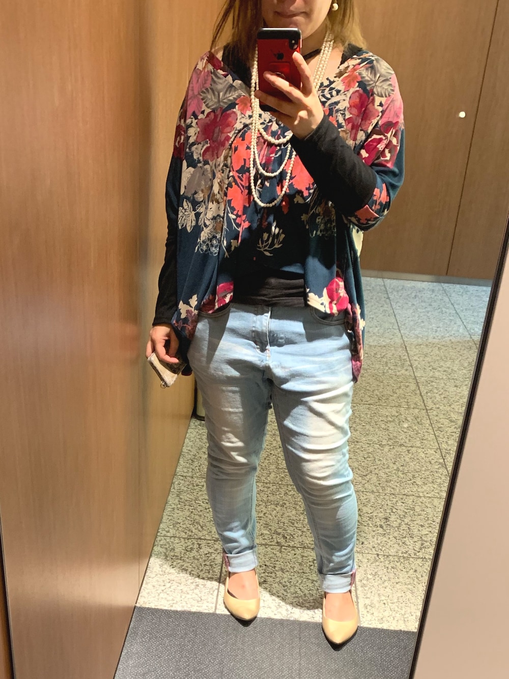 「n'OrLABELの『風合いヴィンテージストレッチデニム。』（デニムパンツ、ブルー系）」を使った、ぴろさん（レディース・154cm）の春コーディネートの1枚目の写真