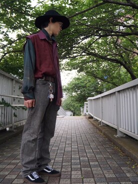 「70's」｜「アイテム（その他）」を使った、ゆうまさん（メンズ・163cm）の春コーディネート