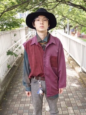 「70's」｜「アイテム（財布/小物）」を使った、ゆうまさん（メンズ・163cm）の春コーディネート