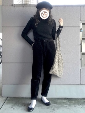 「シンプルおしゃれが好き」｜「アイテム（ハンチング/ベレー帽）」を使った、GURUさん（レディース・158cm）の秋コーディネート