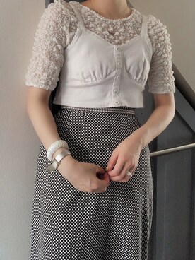 「水玉」｜「アイテム（ベスト）」を使った、GURUさん（レディース・158cm）の夏コーディネート
