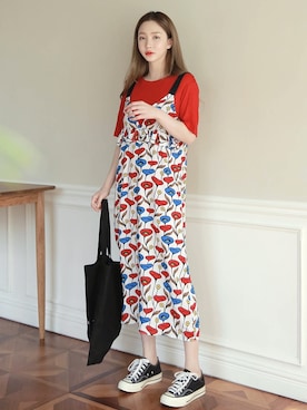 「fd style（エフディ スタイル）のアイテム（ジャンパースカート）」を使った、envylookさん（レディース・165cm）の春コーディネート