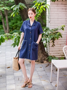 「アイテム（シャツワンピース）」を使った、envylookさん（レディース・165cm）の夏コーディネート