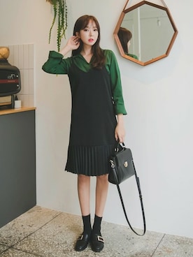 「プリーツ」｜「アイテム（チュニック）」を使った、envylookさん（レディース・165cm）の秋コーディネート