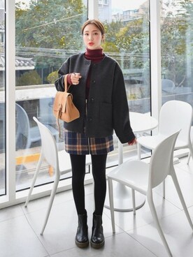 「fd style（エフディ スタイル）のアイテム（ノーカラージャケット）」を使った、envylookさん（レディース・165cm）の秋コーディネート