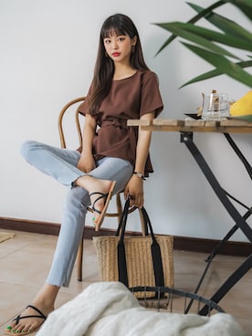 「fd style（エフディ スタイル）のアイテム（パンツ）」を使った、envylookさん（レディース・165cm）の夏コーディネート