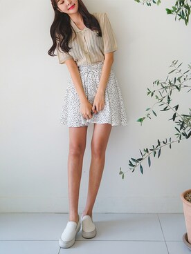 「ストライプニット」｜envylookさん（レディース・165cm）の夏コーディネート