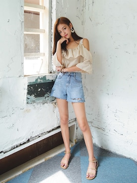「fd style（エフディ スタイル）のアイテム（デニムパンツ）」を使った、envylookさん（レディース・165cm）の夏コーディネート