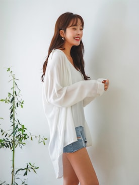 「fd style（エフディ スタイル）のアイテム（デニムパンツ）」を使った、envylookさん（レディース・165cm）の夏コーディネート