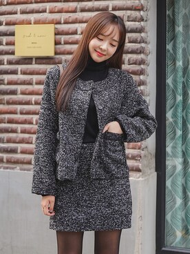 「fd style（エフディ スタイル）のアイテム（ノーカラージャケット）」を使った、envylookさん（レディース・165cm）の秋コーディネート
