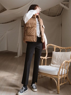 「fd style（エフディ スタイル）のアイテム（パンツ）」を使った、envylookさん（レディース・165cm）の秋コーディネート