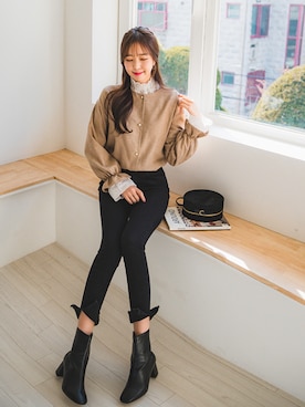 「fd style（エフディ スタイル）のアイテム（デニムパンツ）」を使った、envylookさん（レディース・165cm）の秋コーディネート