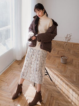 「fd style（エフディ スタイル）のアイテム（その他アウター）」を使った、envylookさん（レディース・165cm）の冬コーディネート