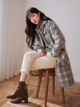 「秋冬」｜「アイテム（ダッフルコート）」を使った、envylookさん（レディース・165cm）の冬コーディネート