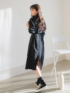「秋冬」｜「アイテム（シャツワンピース）」を使った、envylookさん（レディース・165cm）の冬コーディネート
