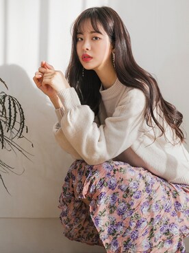 「アイテム（トップス、ベージュ系）」を使った、envylookさん（レディース・165cm）の冬コーディネート