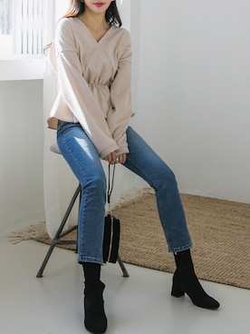 「アイテム（トップス、ベージュ系）」を使った、envylookさん（レディース・165cm）の冬コーディネート