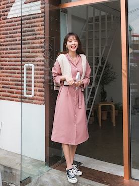 「アイテム（シャツワンピース）」を使った、envylookさん（レディース・165cm）の春コーディネート