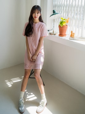 「アイテム（ワンピース、ピンク系）」を使った、envylookさん（レディース・165cm）の春コーディネート