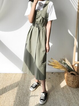 「fd style（エフディ スタイル）のアイテム（ジャンパースカート）」を使った、envylookさん（レディース・165cm）の春コーディネート