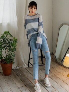 「fd style（エフディ スタイル）のアイテム（パンツ）」を使った、envylookさん（レディース・165cm）の春コーディネート