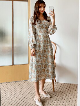 「アイテム（ワンピース/ドレス、グリーン系）」を使った、envylookさん（レディース・165cm）の秋コーディネート