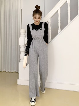 「アイテム（オールインワン・サロペット）」を使った、envylookさん（レディース・165cm）の秋コーディネート