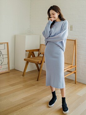 「ニットセットアップ」｜「アイテム（セットアップ）」を使った、envylookさん（レディース・165cm）の秋コーディネート