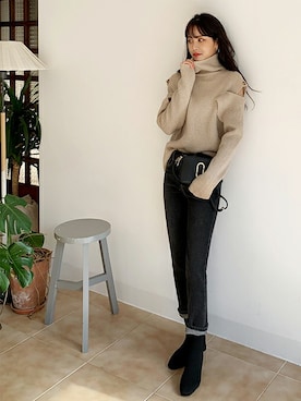 「fd style（エフディ スタイル）のアイテム（デニムパンツ）」を使った、envylookさん（レディース・165cm）の秋コーディネート