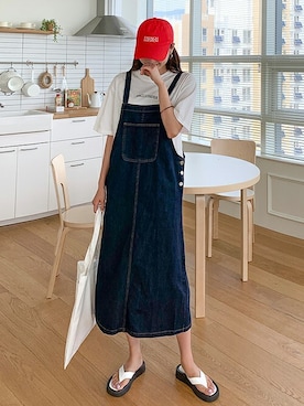 「アイテム（サロペット/オーバーオール、その他）」を使った、envylookさん（レディース・165cm）の夏コーディネート