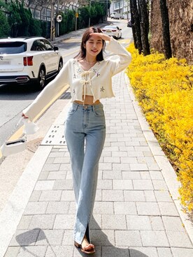 「スリットパンツ」｜「アイテム（アンサンブル）」を使った、envylookさん（レディース・165cm）の春コーディネート