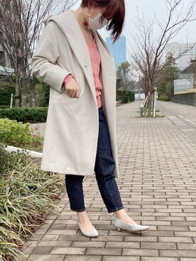 「ZOZO（ゾゾ）のスリムテーパードデニムパンツ［WOMEN］（デニムパンツ）」を使った、Sachikoさん（レディース・154cm）の春コーディネート