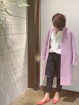 「ZOZO（ゾゾ）のスリムテーパードデニムパンツ［WOMEN］（デニムパンツ）」を使った、Sachikoさん（レディース・154cm）の春コーディネート