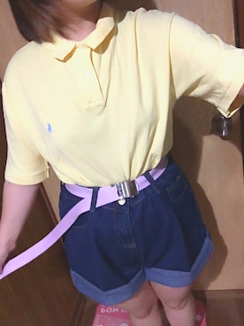 「POLO RALPH LAUREN（ポロ ラルフ ローレン）のアイテム（ポロシャツ、イエロー系）」を使った、なつさん（レディース・153cm）の夏コーディネート