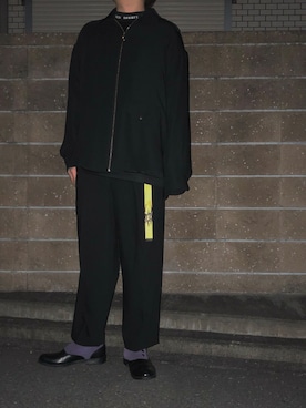 「Lui's（ルイス）のモックネック ビッグシルエット ロゴ スウェット（スウェット）」を使った、てっぺいさん（メンズ・174cm）の冬コーディネート