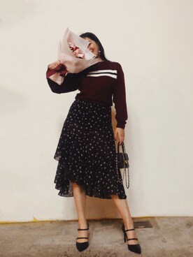 「stradivarius（ストラディバリウス）のアイテム（ニット/セーター）」を使った、louiekwanさん（レディース・168cm）の冬コーディネート