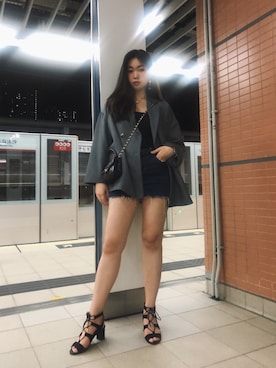 「西裝外套」｜「アイテム（サンダル）」を使った、louiekwanさん（レディース・168cm）の春コーディネート