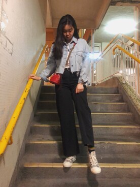 「COACH」｜「アイテム（デニムジャケット）」を使った、louiekwanさん（レディース・168cm）の春コーディネート
