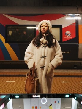 「handmade」｜「アイテム（ムートンコート）」を使った、louiekwanさん（レディース・168cm）の冬コーディネート