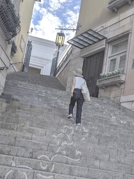 「ハイウエストストレートジーンズ」｜TMさん（レディース・151cm）の夏コーディネート