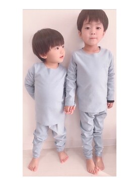 「韓国子供服　osyarekoのアイテム（トップス、ブルー系）」を使った、ksmama03さんの冬コーディネート