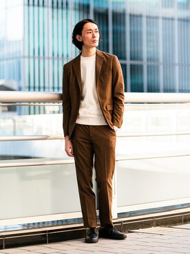 「EDIFICE（エディフィス）のアイテム（その他シューズ）」を使った、NUMAさん（メンズ・178cm）の冬コーディネート