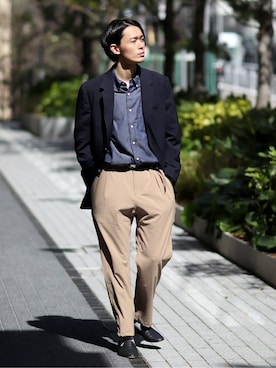 「EDIFICE（エディフィス）のアイテム（その他シューズ）」を使った、NUMAさん（メンズ・178cm）の春コーディネート