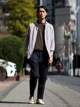 「EDIFICE（エディフィス）のアイテム（その他シューズ）」を使った、NUMAさん（メンズ・178cm）の春コーディネート