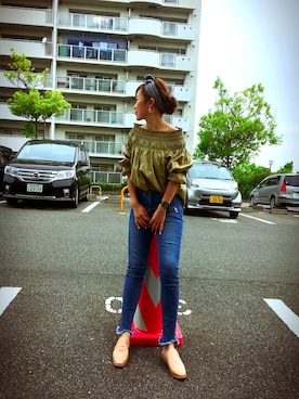 「アイテム（ヘアバンド）」を使った、Maoさん（レディース・160cm）の夏コーディネート