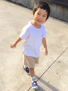 「Familiar （ファミリア）のアイテム（パンツ）」を使った、Angeldengさん（キッズ・100cm）の夏コーディネート