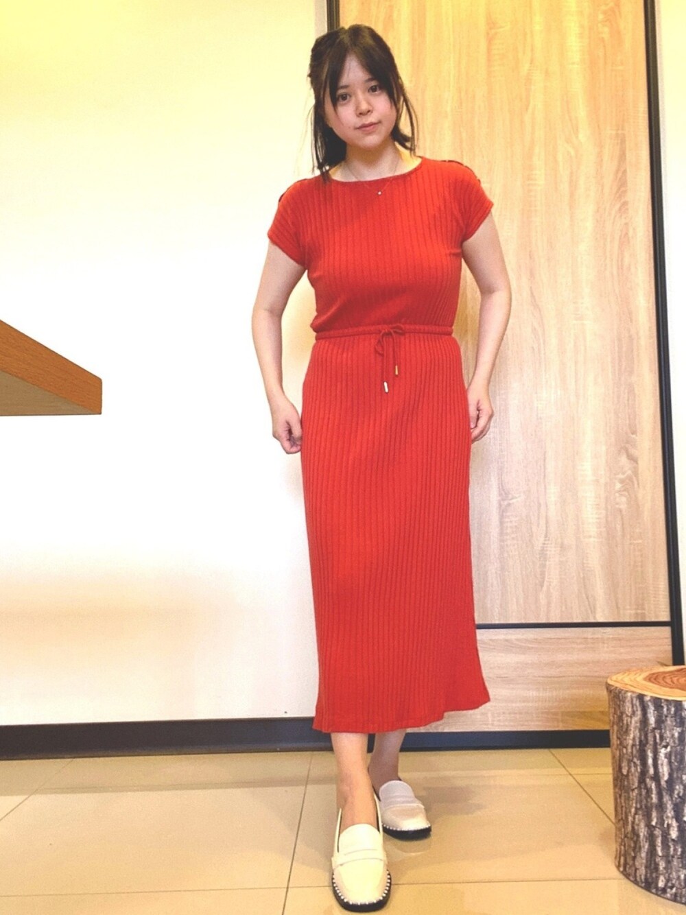 「orange」｜「BEAMS HEARTのアイテム（ワンピース、オレンジ系）」を使った、erikachiaさん（レディース・157cm）の夏コーディネートの1枚目の写真