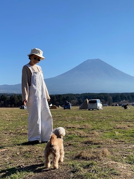 「キャンプスタイル」｜「アイテム（オールインワン・サロペット）」を使った、☆Rina☆さん（レディース・156cm）の冬コーディネート