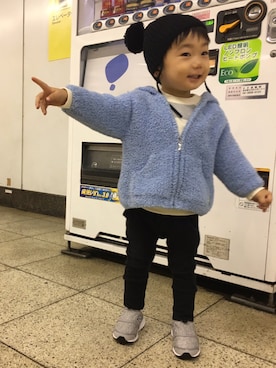 「1歳半」｜「アイテム（ニットキャップ/ビーニー）」を使った、®️さん（キッズ・80cm）の秋コーディネート